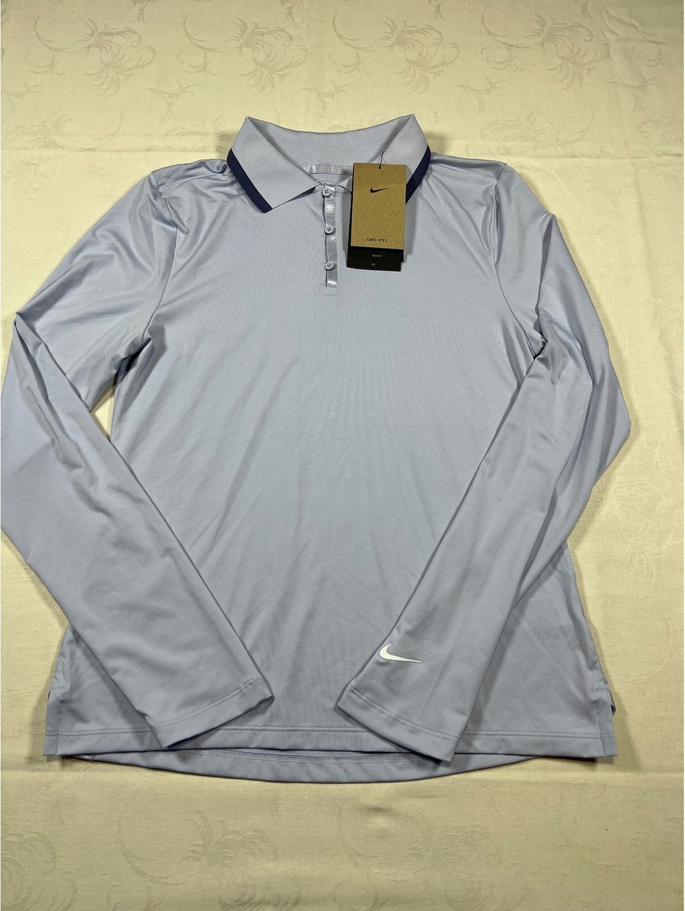 Womans Nike Golf Long Sleeve Drifit Slim Fit Performance Polo Lavender Sz Small